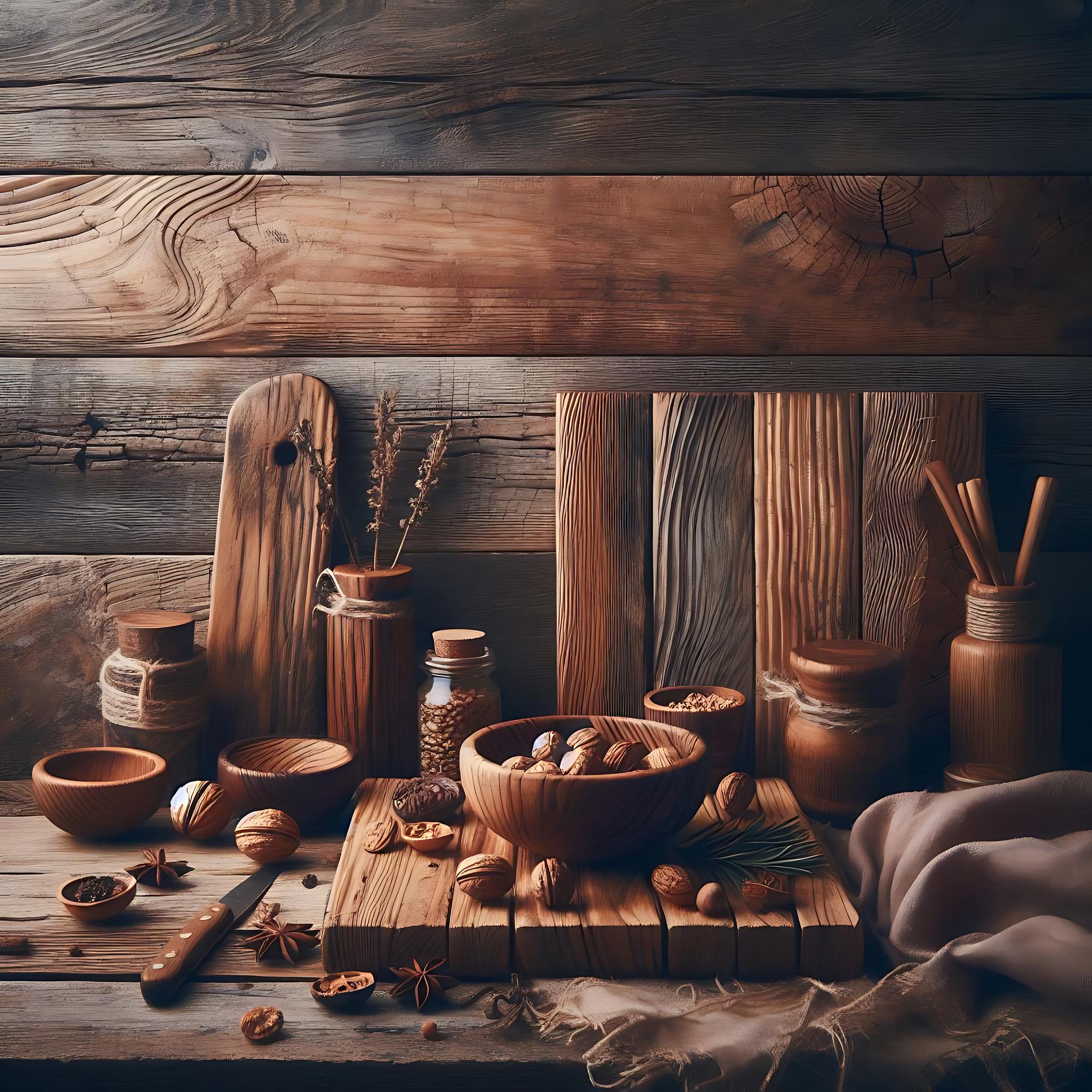 Przyjazne studio kulinarne z drewnianym stołem